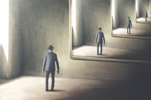 Illustration,Of,Man,Reflecting,Himself,In,The,Mirror,,Loop,Surreal 0