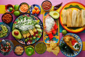 Green,And,Red,Enchiladas,With,Mexican,Sauces,Mix,In,Colorful 0